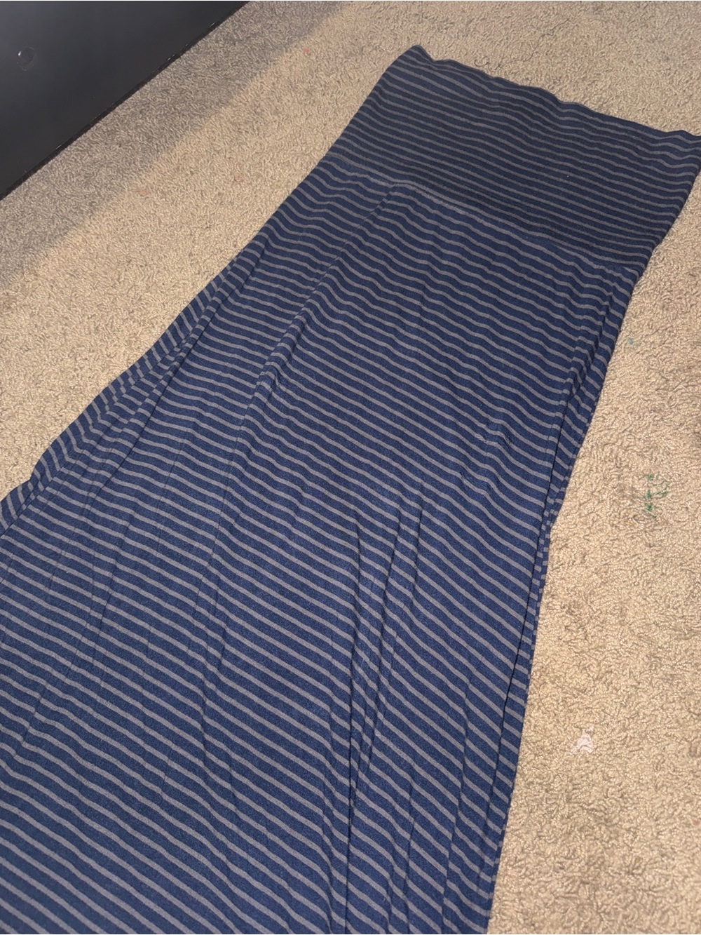 Love Navy and Gray Striped Maxi Skirt